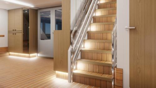 Stairs to middle deck